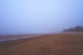 Morning white fog on the coast of the Gulf of Finland, Russia Royalty Free Stock Photo