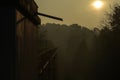 Morning and winter atmosphere on the aqueduct of the forest of fontainebleau