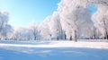 Morning winter frosty landscape in the park Winter landscape