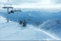 Morning winter ski resort Molltaler Gletscher (Austria). Royalty Free Stock Photo