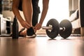 Morning workout routine in home gym Royalty Free Stock Photo