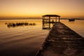 Morning yoga and meditation at Seven colors lagoon of Bacalar in Quintana Roo Department of Mexico