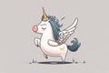 In the mornings, the funny unicorn does yoga Royalty Free Stock Photo