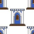 Moroccan architecture and wall ornament door or window seamless pattern