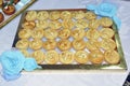 Moroccan biscuits are served with tea. Moroccan biscuits are offered at the wedding and Eid al-Fitr