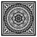 Moroccan vector mandala design inspired by the oriental carved wood wall art patterns from Morocco in black on white background Royalty Free Stock Photo