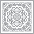 Moroccan carved mandala inspired design, vector oriental pattern with flowers, leaves and swirls