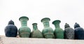 Moroccan Ceramic Pots Standing on a Wall