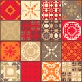 Moroccan ceramic tiles. Cute patchwork pattern in warm tones.