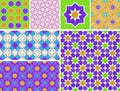 Moroccan collection seamless pattern. Patchwork mosaic traditional folk geometric ornament burgundy blue green violet orange Royalty Free Stock Photo