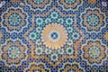 Moroccan Colorful blue red green and yellow mosaic as Texture, background Royalty Free Stock Photo