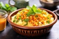 moroccan couscous bowl garnished with fresh mint