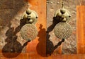 Moroccan decorated bronze door knobs, Morocco Royalty Free Stock Photo