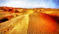 A moroccan desert scenery composed and computer painting effect. Royalty Free Stock Photo