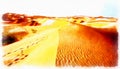 A moroccan desert scenery composed and computer painting effect. Royalty Free Stock Photo