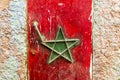 Moroccan flag painted on the door to house in Moulay Idriss, Morocco, North Africa Royalty Free Stock Photo