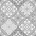 Moroccan floral monochrome seamless ornament.