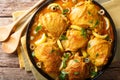 Moroccan food: tajine chicken with salted lemons, onions and ol