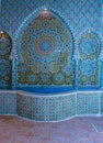 Moroccan fountain with mosaic tiles in tangier ,