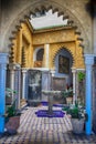 A Moroccan gate with a fountain of Moroccan architectural heritage Royalty Free Stock Photo