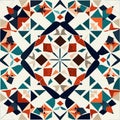Moroccan geometric seamless pattern. Colorful mosaic vector background. Generative AI Royalty Free Stock Photo