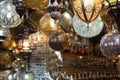 Moroccan glass and metal lanterns lamps in Marrakesh souq Royalty Free Stock Photo