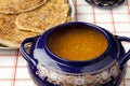 Moroccan harira soup and filled pancakes