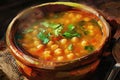Moroccan Harira Soup with Lentils, Chickpeas, and Spices, Traditional Morocco Harira Soup Royalty Free Stock Photo