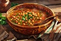 Moroccan Harira Soup with Lentils, Chickpeas, and Spices, Traditional Morocco Harira Soup Royalty Free Stock Photo
