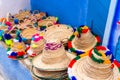 Moroccan hats in the store, Chefchaouen, Morocco. With selective focus Royalty Free Stock Photo