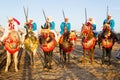 Moroccan horse riders during fantasia festival Royalty Free Stock Photo