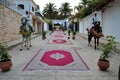 Moroccan horses. Men ride on horses waiting in front of the wedding house. Wedding protocol