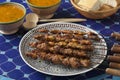 Moroccan lamb kebab and harira soup Royalty Free Stock Photo
