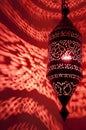 Moroccan lamp with red reflected pattern