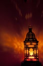 Moroccan lantern with gold colored glass-vertical