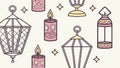 Moroccan Lanterns & Mystic Candles Pattern, vector design Generative AI Royalty Free Stock Photo