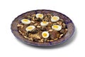 Moroccan meat, plums and eggs