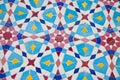 Moroccan mosaics with small geometric elements of colored ceramic