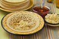 Moroccan pancakes with butter and honey