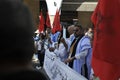 The Moroccan people participate in demonstrations demanding the Moroccan Sahara Royalty Free Stock Photo