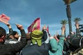 The Moroccan people participate in demonstrations demanding the Moroccan Sahara Royalty Free Stock Photo