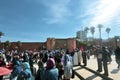 The Moroccan people participate in demonstrations demanding the Moroccan Sahara.Moroccan-flag Royalty Free Stock Photo