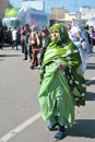 The Moroccan people participate in demonstrations demanding the Moroccan Sahara.Moroccan-flag Royalty Free Stock Photo