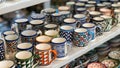 Moroccan pottery with colorful ceramics and pottery displayed in a shop Royalty Free Stock Photo