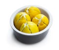 Moroccan preserved salted lemons isolated on white