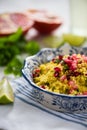 Moroccan salad,couscous and pomegranate Royalty Free Stock Photo