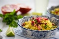 Moroccan salad,couscous and pomegranate Royalty Free Stock Photo