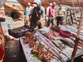 Moroccan sellers working hard on traditional fish market