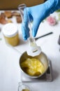 Moroccan soap preparation. Natural cosmetics recipe. Essential o Royalty Free Stock Photo