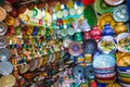 Moroccan souk crafts souvenirs in medina, Essaouira, Morocco